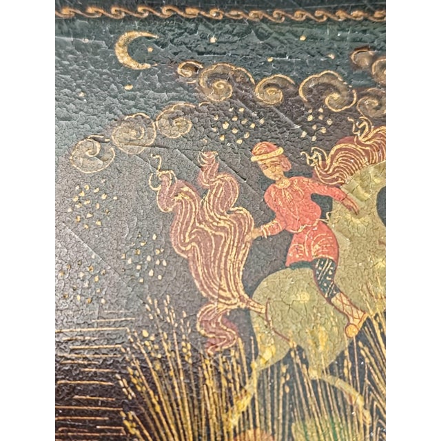 Vintage Hand Painted Lacquerware Palekh Miniature Table Box With Receipt From Prior Sale in 1990s For Sale - Image 15 of 17