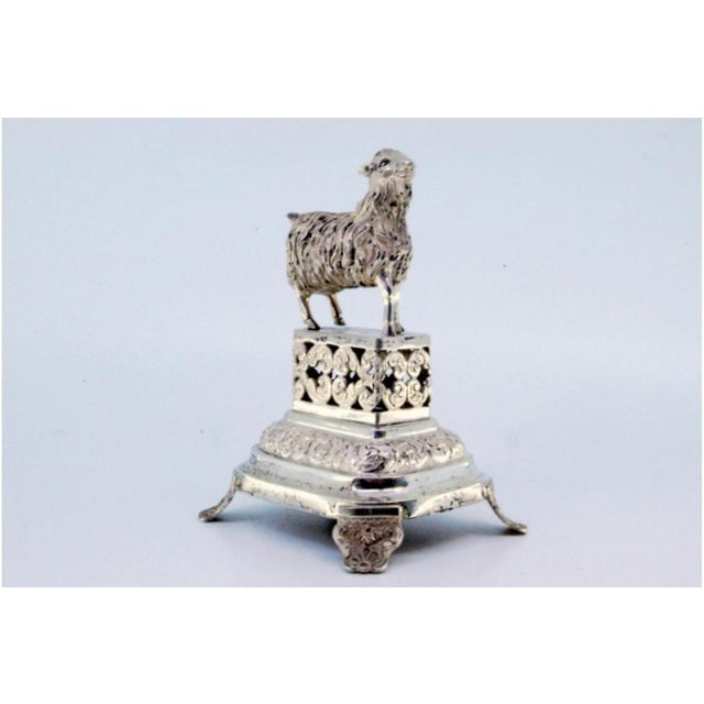 Metal Silver Toothpick Holder with Sheep For Sale - Image 7 of 9