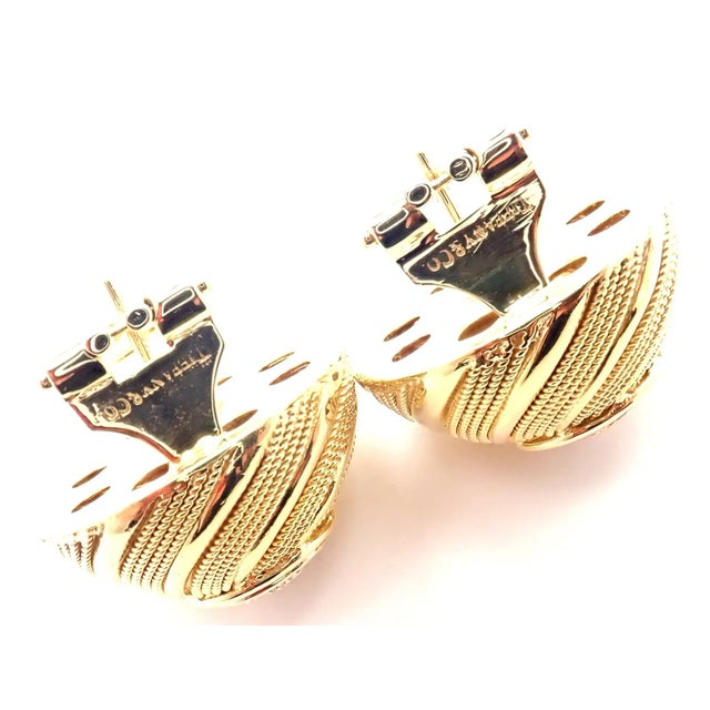 Gold Tiffany & Co. 18k Yellow Gold Diamond Earrings For Sale - Image 8 of 9