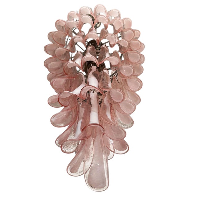 Metal Murano Blush Pink Glass Chandelier with Hand-Blown Petals from Justfurnituress SRL For Sale - Image 7 of 18