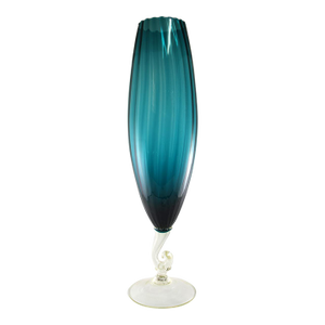 1960s Tall Blue Glass Vase