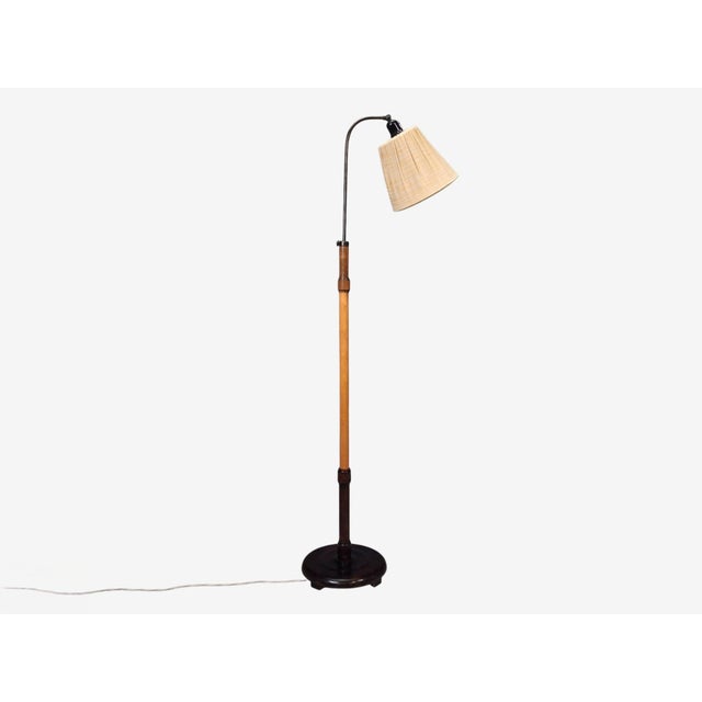 Art Deco 1930s Swedish Art Deco, Adjustable Floor Lamp, Birch, Metal For Sale - Image 3 of 11