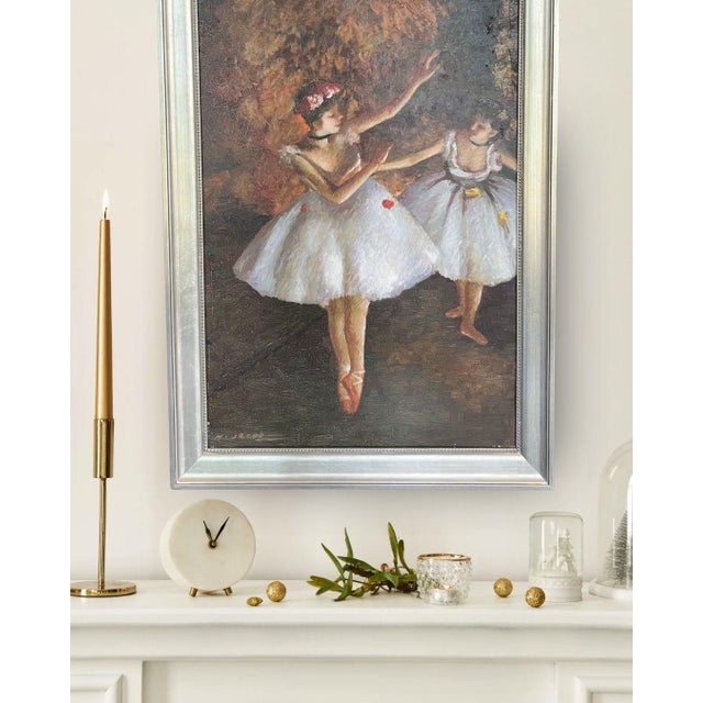 French 1990s Ballerina Dancers Degas Style Original Oil Painting, Framed For Sale - Image 3 of 17