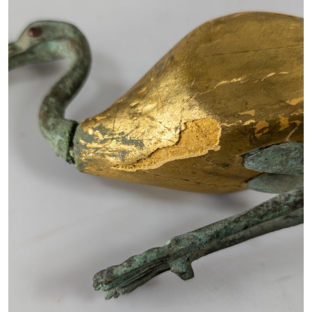 Mid-Century Egyptian Style Verdigris Bronze and Giltwood Ibis Figure For Sale - Image 10 of 10