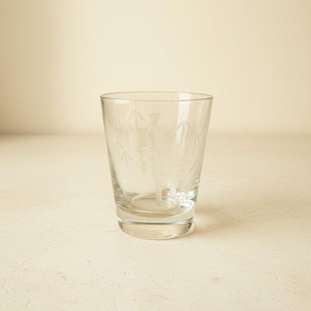 Vintage Mid-Century Modern Sasaki Noritake Bamboo Etched Rocks Glasses- Set 6 For Sale - Image 6 of 11