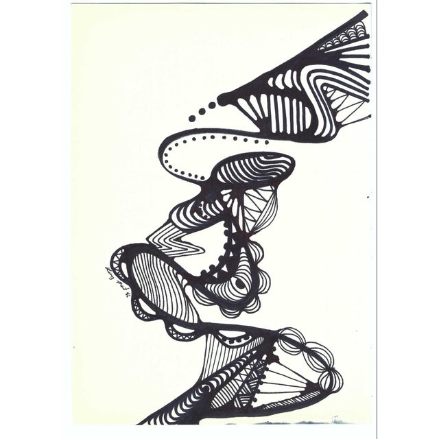 1988 mixed media on paper by New York artist Lang Mart. Signed lower left. Combined shipping available, please inquire.