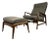 Mid Century Danish Modern Walnut Framed Reclining Lounge Chair & Ottoman by Kofod Larsen for Selig For Sale