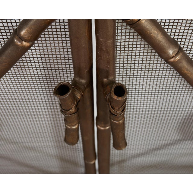 McGuire Two-Door Bronzed Iron Faux Bamboo Fireplace Screen For Sale - Image 14 of 17