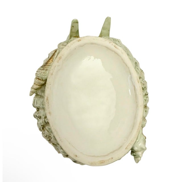 Ceramic Antique Ceramic Lovebird (Parakeets) Gilded Shell Planter Cachepot Rare. For Sale - Image 7 of 7