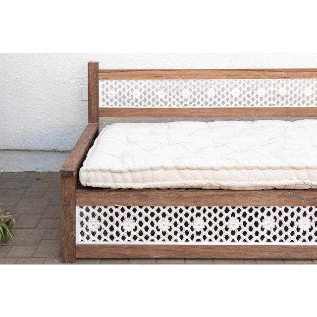 1990s 108" Long Reclaimed Teak Jali Daybed Sofa For Sale - Image 5 of 12