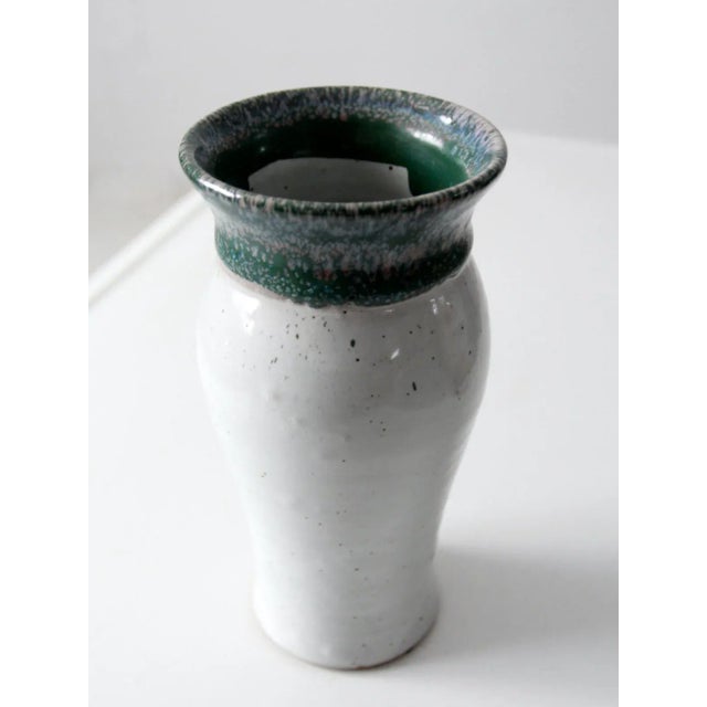 White Vintage Studio Pottery Vase For Sale - Image 8 of 10