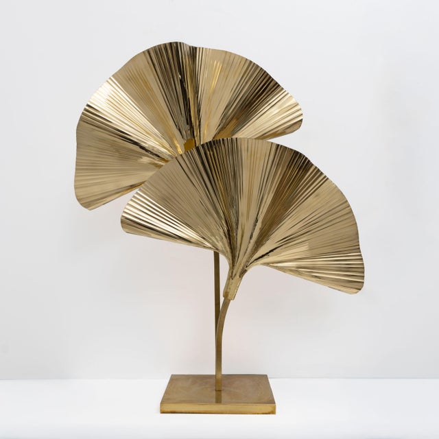 Italian Brass Ginkgo Table Lamp, 2000 For Sale - Image 10 of 10
