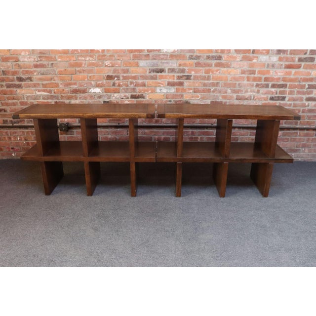 1980s Pair of Vintage Modular Bookcases / Record Shelves in Stained Ash For Sale - Image 5 of 18