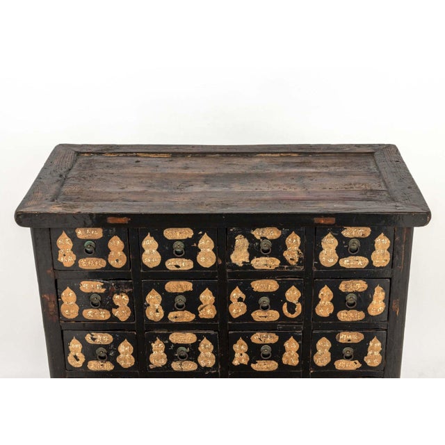 Chinese Chinese Ebonized Wood Apothecary Chest, 19th C. For Sale - Image 3 of 11