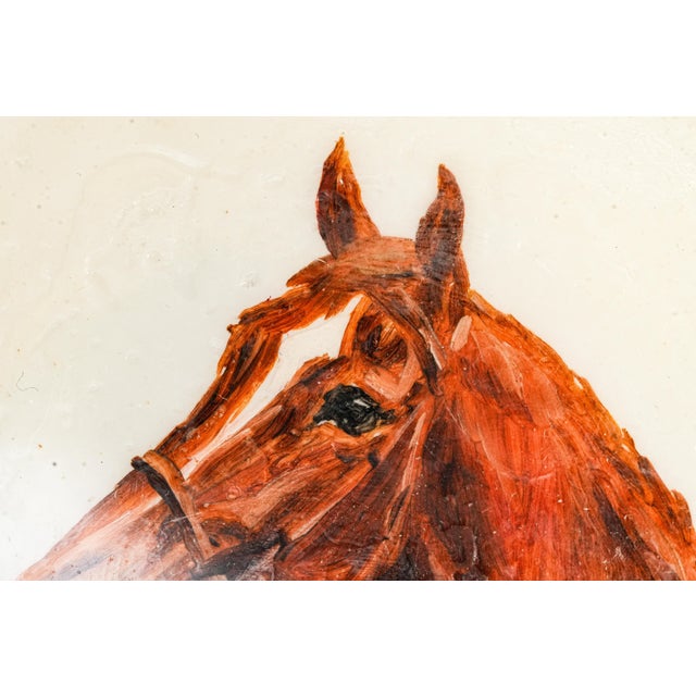 English Lovely Hand Painted Horse Equestrian Theme Vintage English Sterling Silver Ashtray Paperweight Catchall Home Decor For Sale - Image 3 of 16