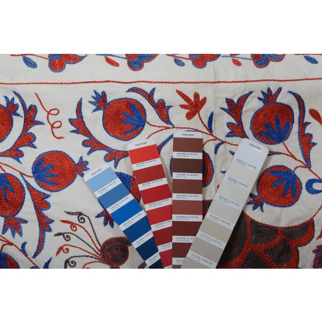 Folk Art Bird Pictorial Suzani From Uzbekistan For Sale - Image 9 of 10