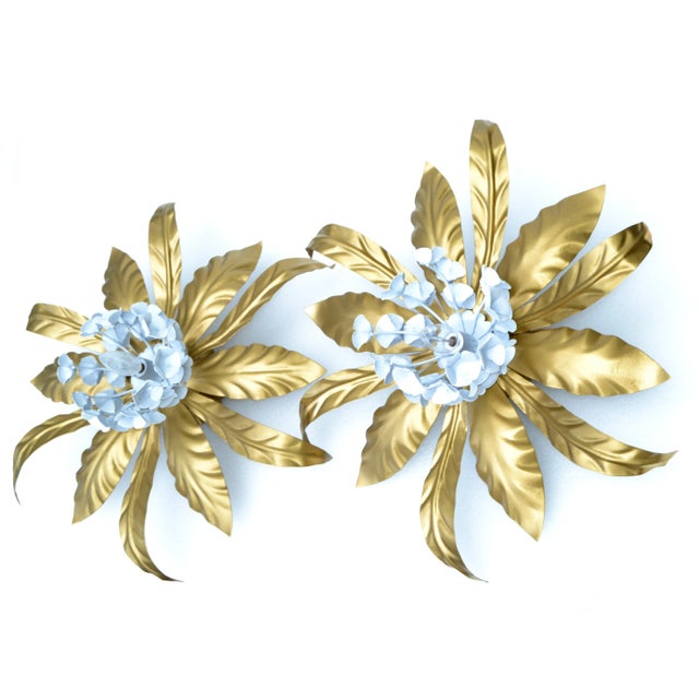 Set 2 Mid-Century Modern Banci Firenze Gold & White Steel Sconces, Wall Lights For Sale In Miami - Image 6 of 13