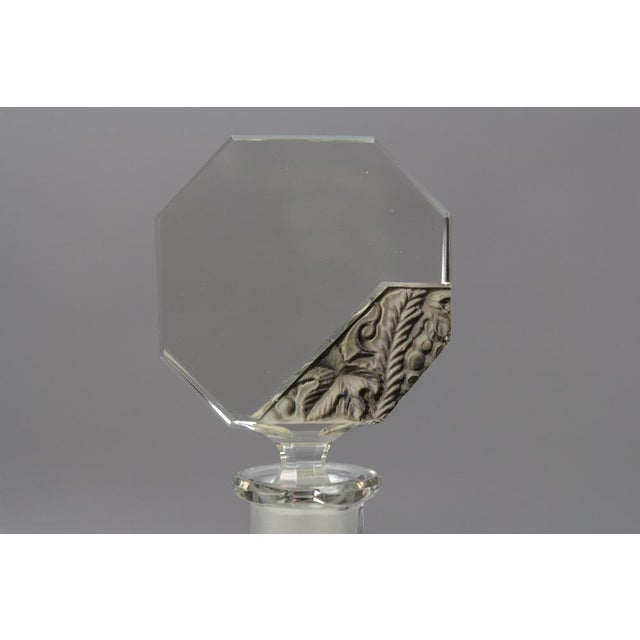 Glass Art Deco Czech Bohemian Clear and Grey Glass Decanter Set attributed to Schlevogt & Hoffman, 1930s, Set of 7 For Sale - Image 7 of 18