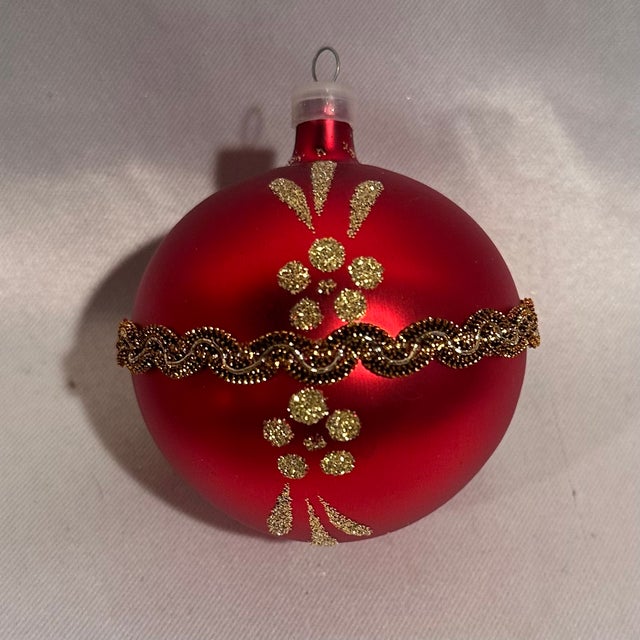 Vintage Hand Blown European Red Glass Ornaments-Set of Four For Sale - Image 4 of 4