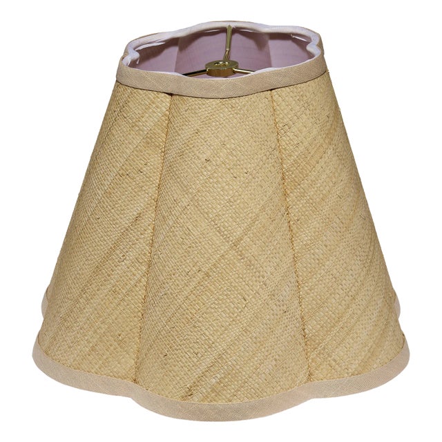 Jamie Young Scalloped Lamp Shade in Raffia, Small For Sale