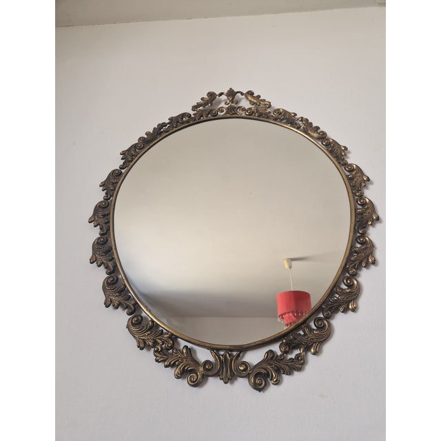 Baroque Baroque Oval Bronze Wall Mirror, 1960s For Sale - Image 3 of 17