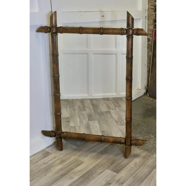 Brown French Art Deco Bamboo Wall Mirror For Sale - Image 8 of 10