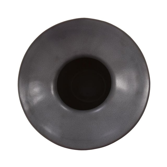 Modern Graphite Ceramic Flared Vase- Small For Sale - Image 3 of 6