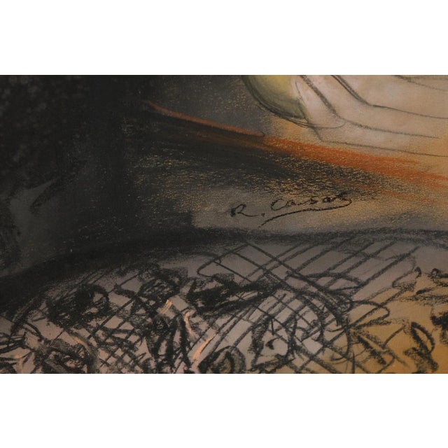 Spanish Pastel Portrait of a Woman in a Black Lace Mantilla, Signed R. Casas, Reframed With Museum Glass For Sale - Image 3 of 14