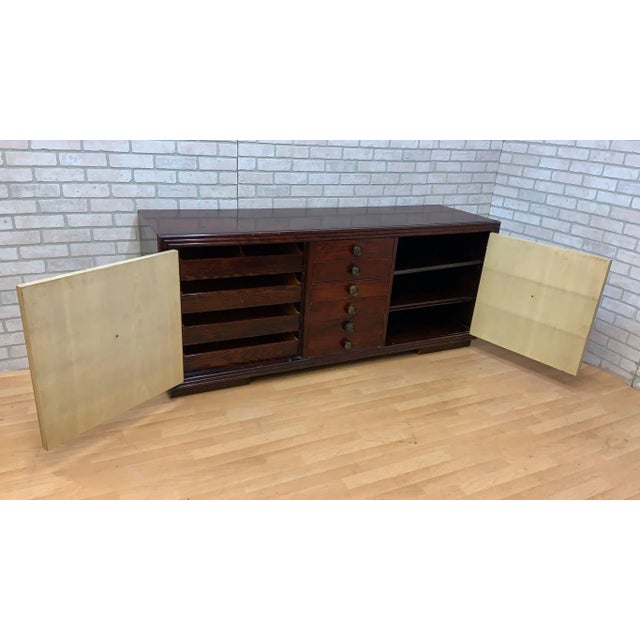 Wood Art Deco Paul Frankl for Johnson Furniture Style Mahogany & Cork Sideboard For Sale - Image 7 of 12