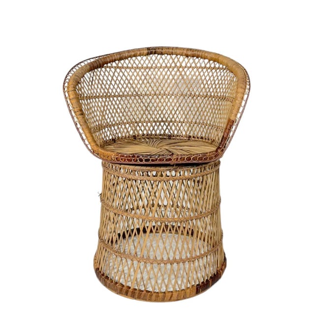 Boho Chic Bohemian Emmanuelle Style Woven Wicker Side Chair C 1970's For Sale - Image 9 of 11