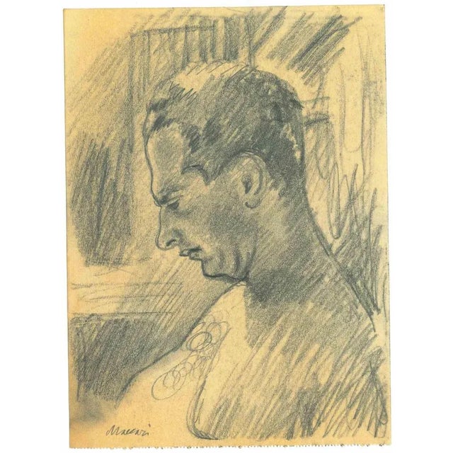 The Profile is an Original Drawing in pencil on creamy-colored paper realized by Mino Maccari in the mid-20th century....