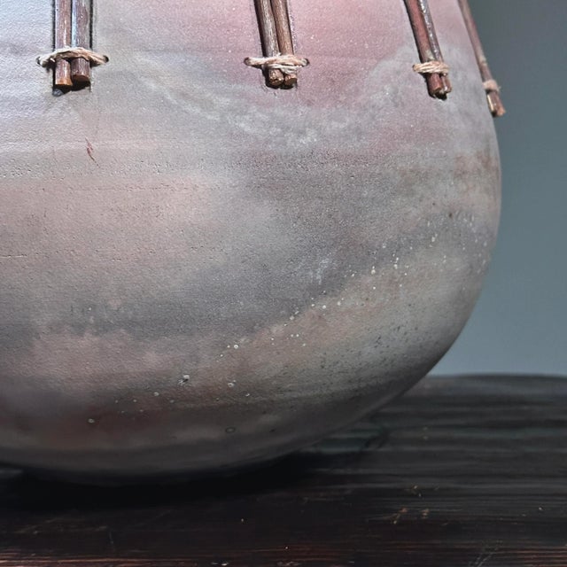 Purple Vintage Organic Modern Fiber and Clay Vessel by Christine and Michael Adcock (Ca. 1980, Signed) For Sale - Image 8 of 11