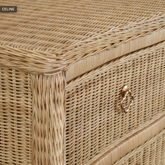 2020s Matthew Izzo Home - Celine Rattan, Soft Glide Four Drawer Chest With Satin Brass Hardware For Sale - Image 5 of 10