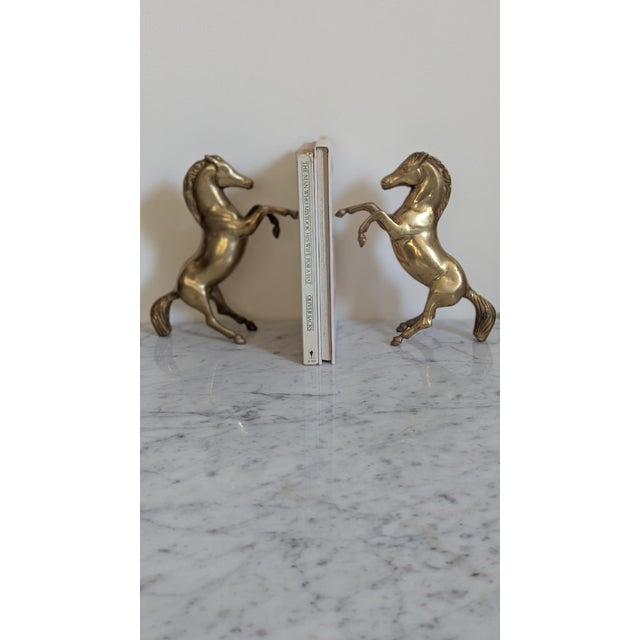 American 1960s Brass Horses Bookends For Sale - Image 3 of 5