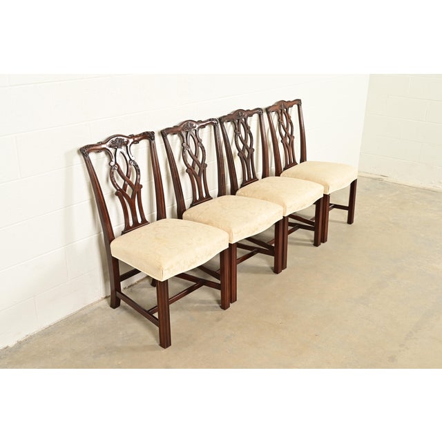 Kindel Furniture Kindel Furniture Georgian Carved Mahogany Dining Chairs, Set of Four For Sale - Image 4 of 11