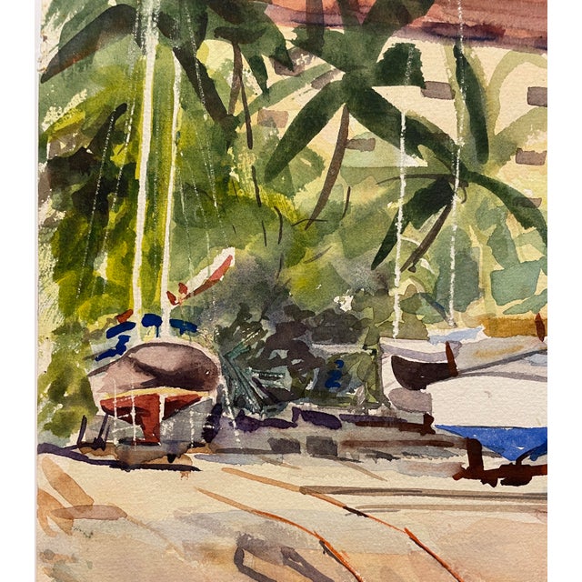 Watercolor on paper of boats in storage, signed JN or JH Earle lower right. Combined shipping available, please inquire....