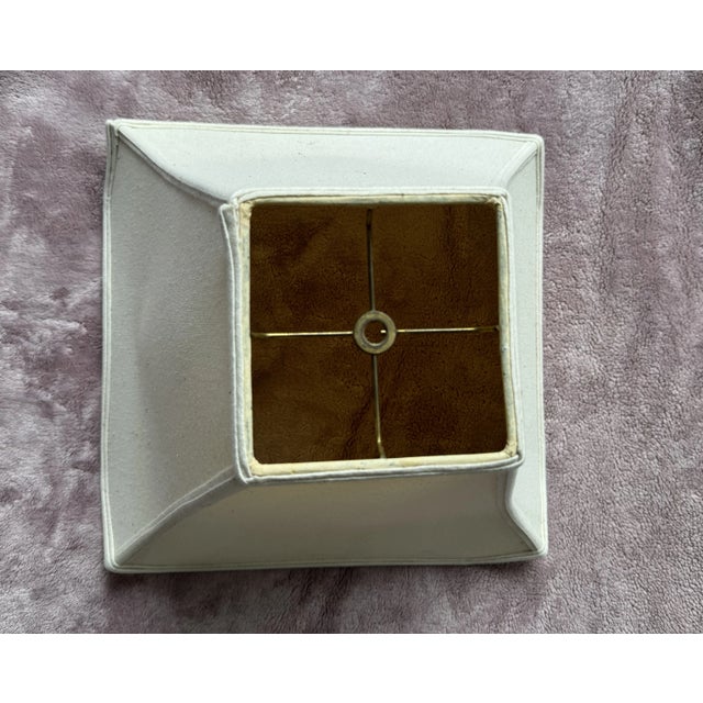 Pair of Vintage Large Ceramic Lamps With Shades, Faux Bamboo Pattern on Six Edges For Sale In West Palm - Image 6 of 8