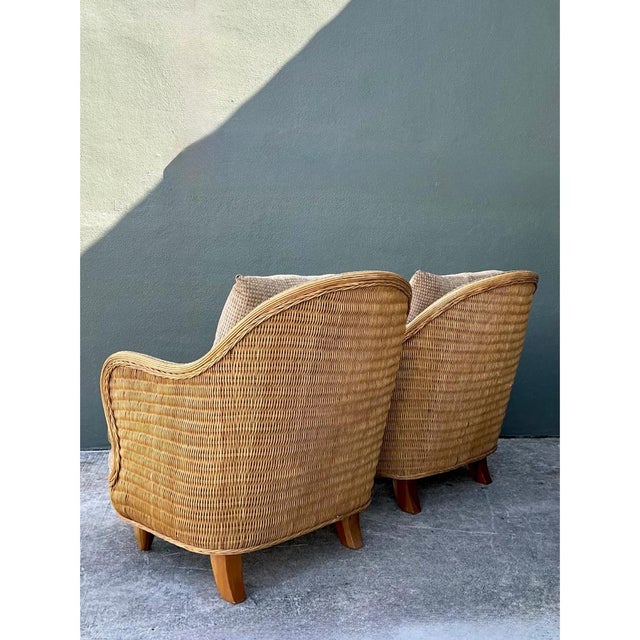 Vintage Biomorphic Rattan Lounge Chairs - A Pair For Sale In West Palm - Image 6 of 12