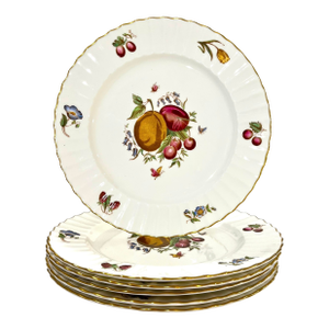 1960s Royal Worcester Delecta - Ribbed Warmstry Dinner Plates - Set of Six