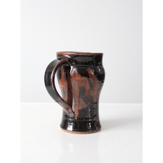 Vintage Rustic Studio Pottery Pitcher For Sale - Image 10 of 18