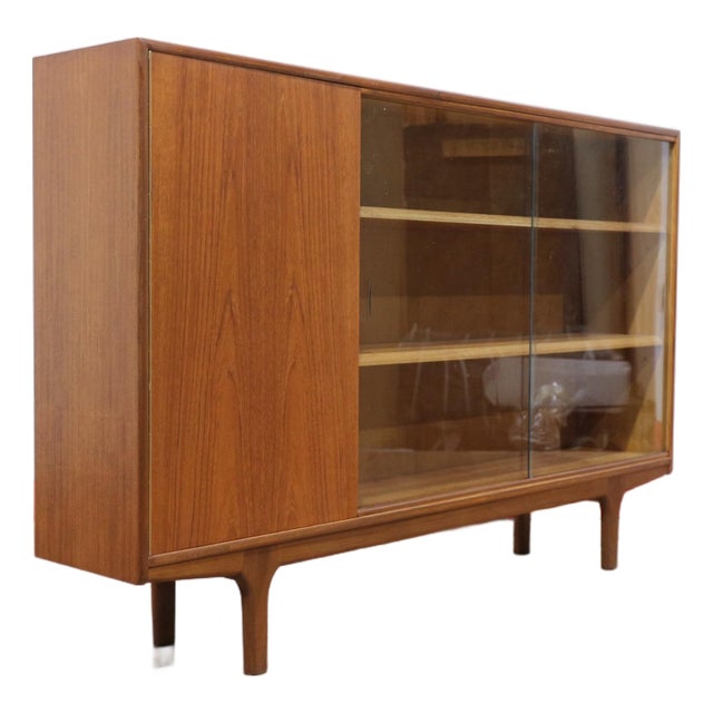 Mid Century Modern Vintage British Teak Display China Cabinet by McIntosh For Sale