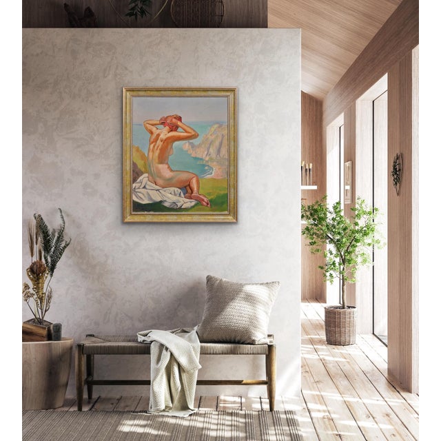 Raymond Moritz, A Liberated Lady on the Cliffs, 1942, Oil on Canvas, Framed For Sale - Image 16 of 18