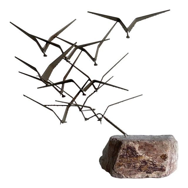Curtis Jere Metal Table Sculpture Birds in Flight Signed C Jere Chairish