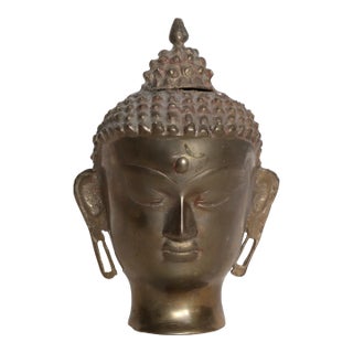 Buddha Head, Unknown Bronze Sculpture For Sale