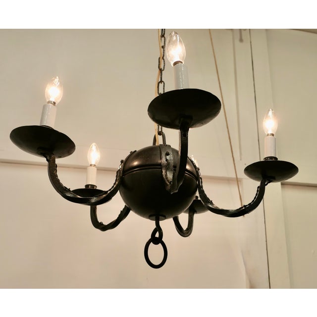 Metal Gothic Iron and Wood Chandelier, 1920s For Sale - Image 7 of 13