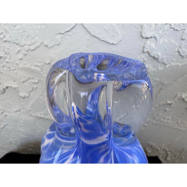 Royal Gallery Blue & White Handblown Art Glass Vase, Poland, 1999 For Sale - Image 9 of 9