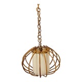 French Louis Sognot Rattan Pendant Light, 1960s For Sale