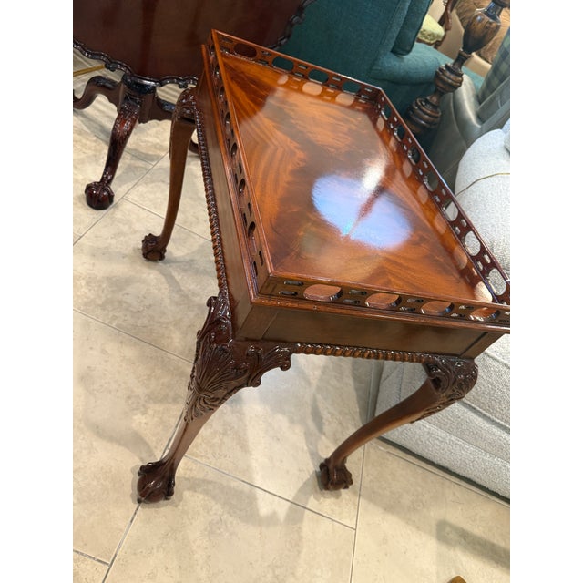 Councill Craftsman Chippendale style Mahogany Tea Table with Fretwork Gallery Rail.