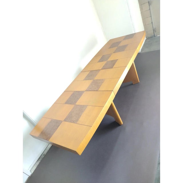 1930s Authentic Gilbert Rohde for Herman Miller Dining Table With Burlwood Checkerboard Top & Two Leaves For Sale - Image 5 of 18