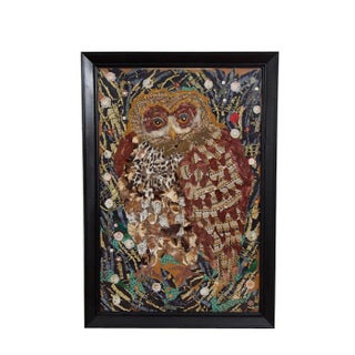 Large Vintage Owl Textile - Fiber Art Assemblage For Sale